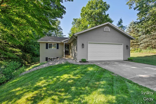 11200 Ivory Valley Dr NE, Rockford, MI 49341 - ranch-style home with a front lawn, a garage, and driveway