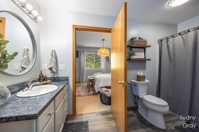 11200 Ivory Valley Dr NE, Rockford, MI 49341 - bathroom featuring wood finished floors, vanity, and ensuite bath