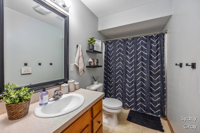 11200 Ivory Valley Dr NE, Rockford, MI 49341 - bathroom with vanity, tile patterned floors, and a shower with shower curtain