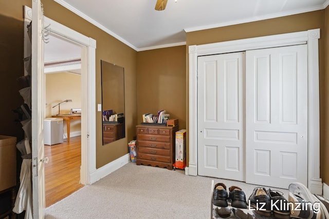 120 Union Ave SE, Grand Rapids, MI 49503 - bedroom with crown molding, a closet, and ceiling fan