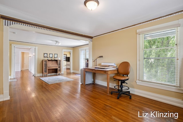 120 Union Ave SE, Grand Rapids, MI 49503 - office area featuring wood finished floors and ornamental molding