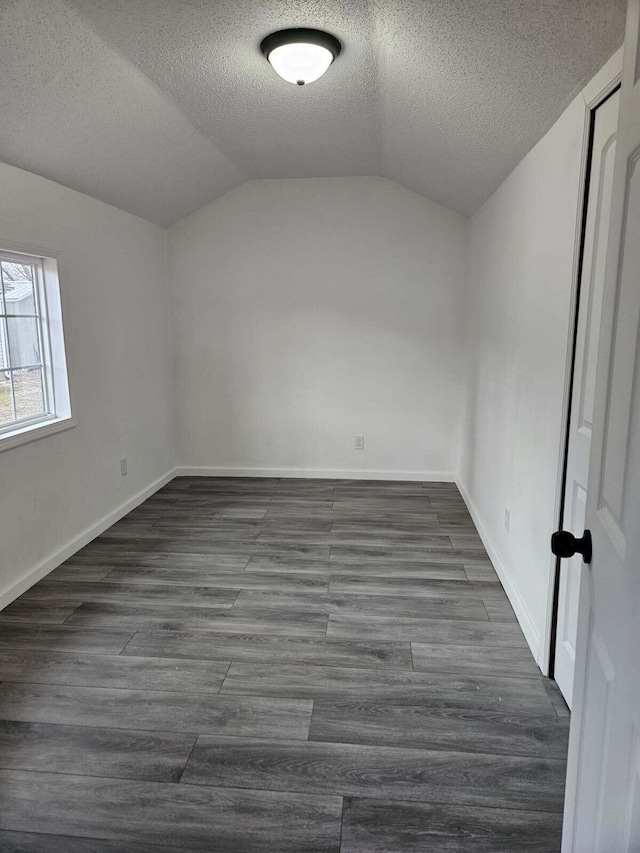 538 Whitney Ave, Morenci, MI 49256 - bonus room featuring a textured ceiling, vaulted ceiling, and dark wood-style flooring