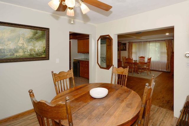 2357 River St, Kalamazoo, MI 49048 - dining area featuring ceiling fan and light wood finished floors