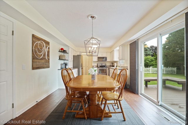 622 W Schleier St, Frankenmuth, MI 48734 - dining area featuring dark wood finished floors and a chandelier