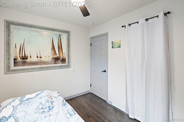 24528 Schroeder Ave, Eastpointe, MI 48021 - bedroom with dark wood-style floors and ceiling fan