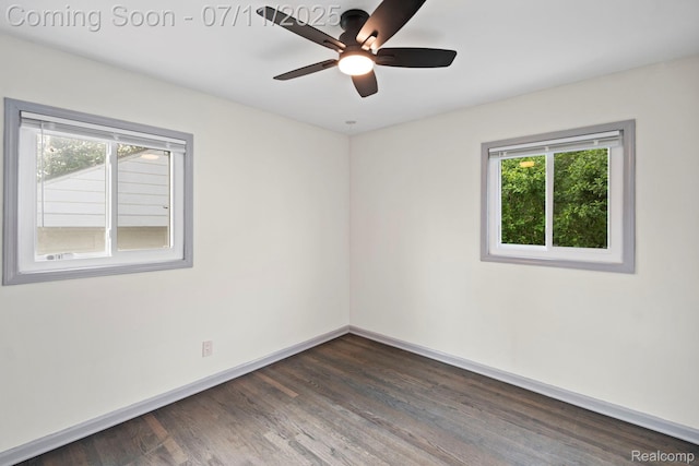24528 Schroeder Ave, Eastpointe, MI 48021 - unfurnished room with healthy amount of natural light, dark wood-style flooring, and ceiling fan