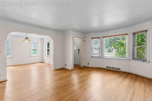 18930 Deering St, Melvindale, MI 48152 - spare room with arched walkways and light wood-style flooring