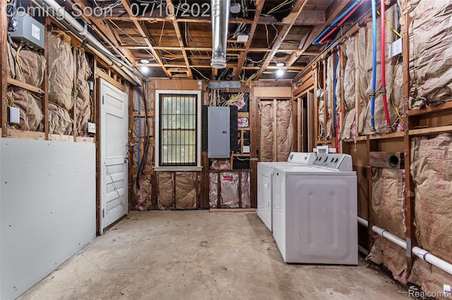 18930 Deering St, Melvindale, MI 48152 - unfinished basement with washer and dryer and electric panel