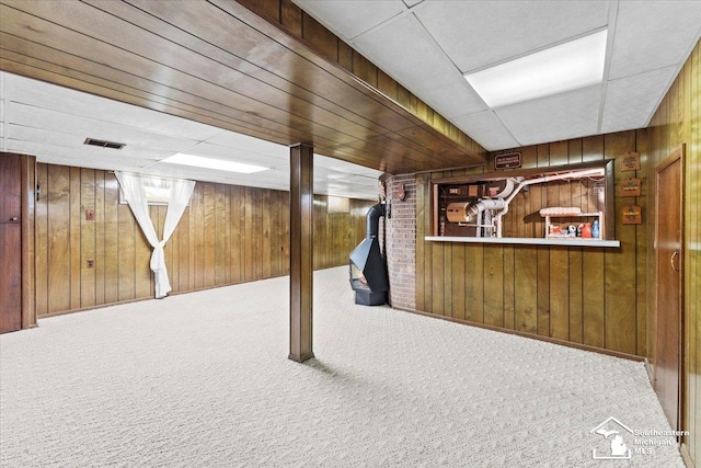 1508 12th St, Wyandotte, MI 48192 - finished below grade area with wood walls and carpet flooring