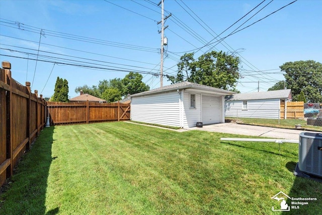 1508 12th St, Wyandotte, MI 48192 - fenced backyard with an outdoor structure, a detached garage, and driveway