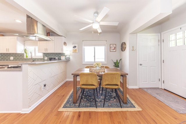 2041 Norfolk Ave, Ann Arbor, MI 48103 - dining area with light wood-type flooring, ceiling fan, and recessed lighting