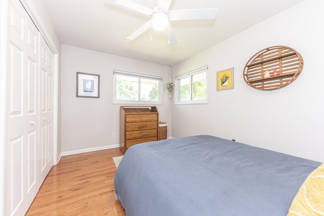 2041 Norfolk Ave, Ann Arbor, MI 48103 - bedroom with light wood-type flooring, a closet, and ceiling fan