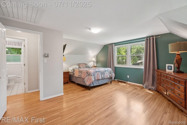 5910 Hillsboro Rd, Davisburg, MI 48350 - bedroom featuring lofted ceiling and light wood-type flooring