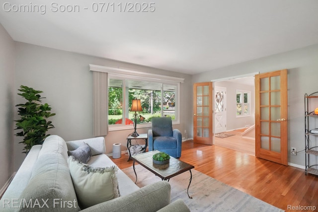 5910 Hillsboro Rd, Davisburg, MI 48350 - living area featuring french doors and wood finished floors