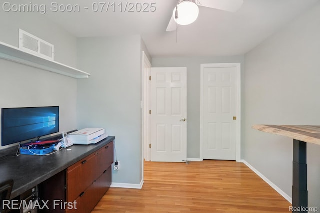 5910 Hillsboro Rd, Davisburg, MI 48350 - office with light wood-style floors and ceiling fan