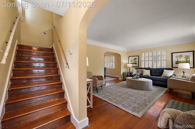 132 Illinois Ave, Pontiac, MI 48341 - stairs featuring arched walkways and wood-type flooring