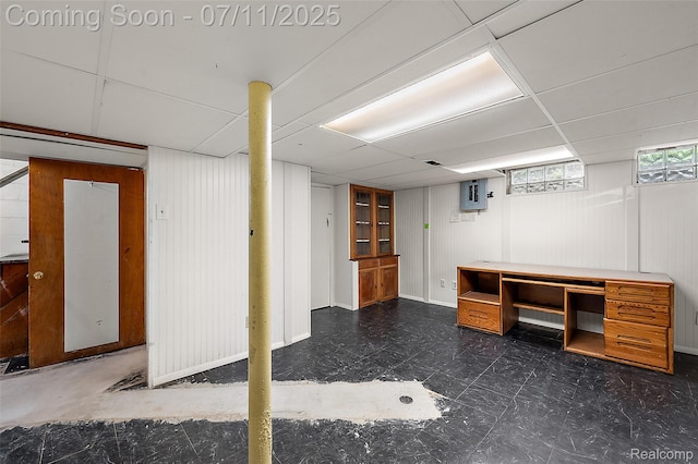 132 Illinois Ave, Pontiac, MI 48341 - below grade area featuring a paneled ceiling