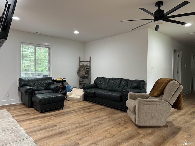 10931 Telegraph Rd, Erie, MI 48133 - living room with light wood-type flooring, a ceiling fan, and recessed lighting
