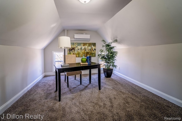 959 Washtenaw Rd, Ypsilanti, MI 48197 - office with a wall mounted air conditioner, lofted ceiling, and carpet