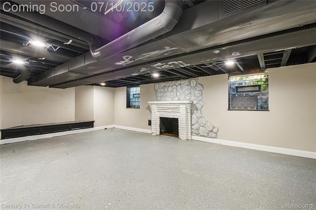 18024 Fairfield St, Redford, MI 48221 - basement featuring baseboards and a fireplace