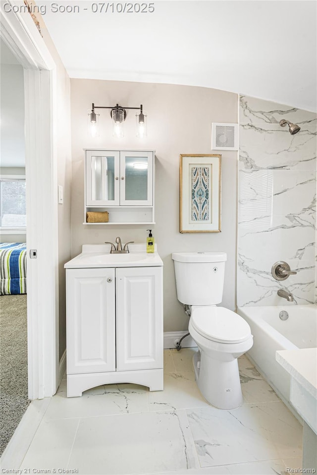 18024 Fairfield St, Redford, MI 48221 - bathroom featuring vanity,  shower combination, and marble finish floors
