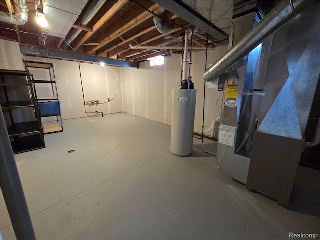 2181 E Shore Dr, Rochester Hills, MI 48307 - unfinished basement with gas water heater and heating unit