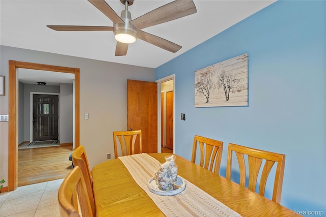 26714 Dover Ct, Warren, MI 48089 - dining space featuring light tile patterned floors and ceiling fan