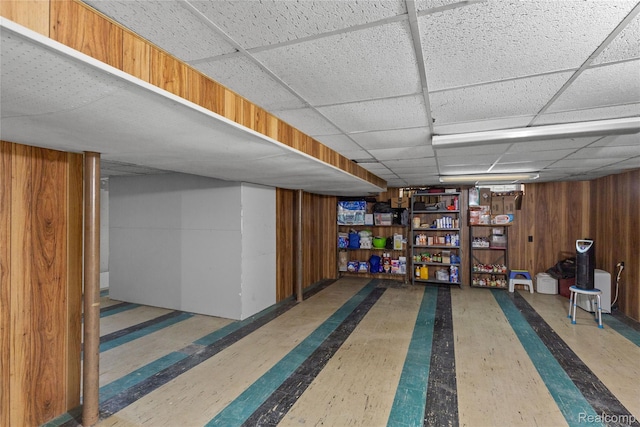 26714 Dover Ct, Warren, MI 48089 - finished basement featuring a drop ceiling and wooden walls