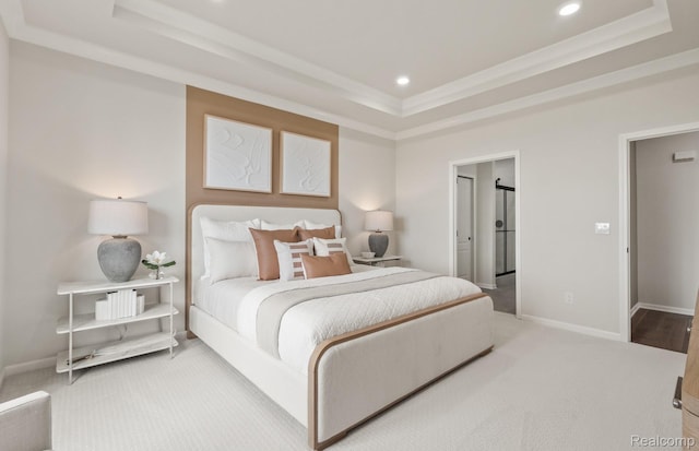 49937 Kent Ct, Canton, MI 48188 - bedroom with a raised ceiling, carpet floors, and recessed lighting