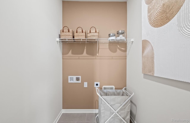 49937 Kent Ct, Canton, MI 48188 - washroom with electric dryer hookup, hookup for a washing machine, and tile patterned floors