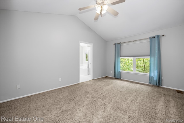 31085 Chatsford St, Novi, MI 48377 - carpeted spare room featuring ceiling fan and vaulted ceiling