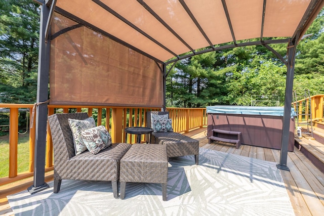 19744 Ivey Rd, Chelsea, MI 48118 - wooden deck with a hot tub