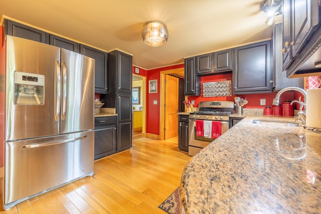 19744 Ivey Rd, Chelsea, MI 48118 - kitchen featuring stainless steel appliances, light wood-type flooring, and light stone counters