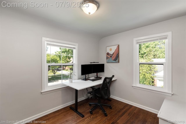 2182 Hawthorne Rd, Detroit, MI 48236 - office featuring dark wood finished floors and healthy amount of natural light