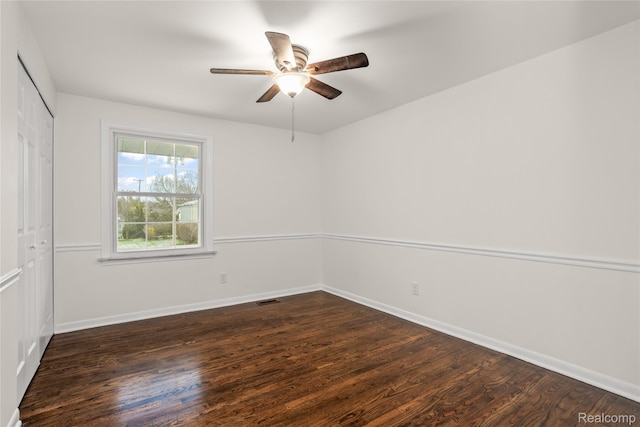 36393 Dardanella St, Livonia, MI 48152 - unfurnished bedroom featuring a closet, dark wood-type flooring, and ceiling fan