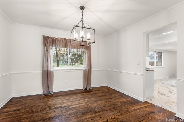 36393 Dardanella St, Livonia, MI 48152 - spare room with a chandelier, ornamental molding, and wood finished floors
