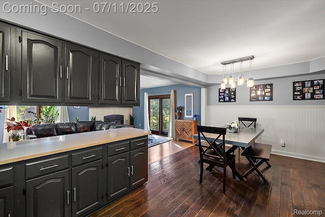 4674 Chapel Dr, Troy, MI 48085 - dining room featuring wainscoting and dark wood finished floors