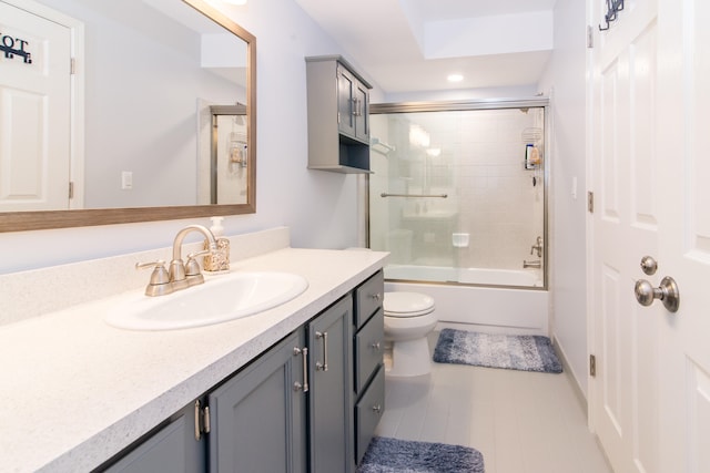 37516 N Laurel Park Dr, Livonia, MI 48152 - bathroom with vanity, tile patterned flooring, combined bath / shower with glass door, and recessed lighting