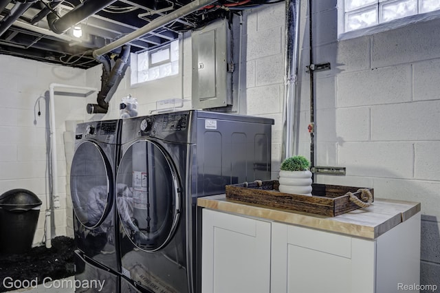 29755 Rosemond Dr, Southfield, MI 48025 - laundry room featuring independent washer and dryer, electric panel, and healthy amount of natural light