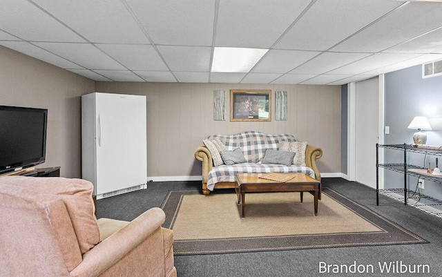 2289 S Sullivan Rd, Ravenna, MI 49451 - living room with a paneled ceiling and carpet flooring