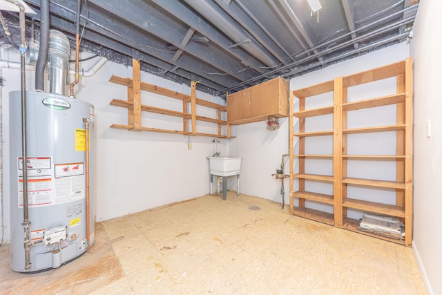 2728 Kimberley Rd, Ann Arbor, MI 48104 - unfinished basement with water heater and a sink