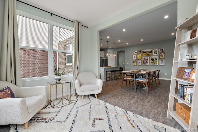 3860 Summit Dr, Sterling Heights, MI 48314 - living area featuring wood finished floors and recessed lighting