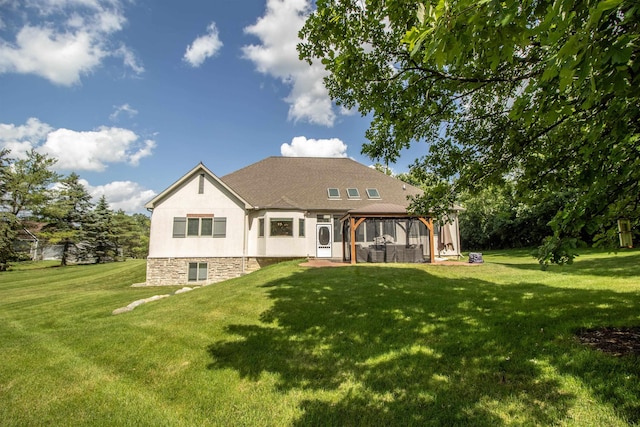 7380 Vassar Rd, Grand Blanc, MI 48439 - rear view of property featuring a gazebo, a yard, and roof with shingles