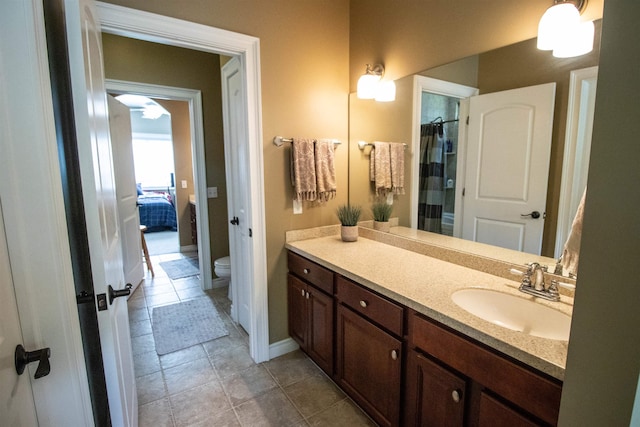 7380 Vassar Rd, Grand Blanc, MI 48439 - full bathroom with vanity, tile patterned flooring, connected bathroom, and a shower with curtain