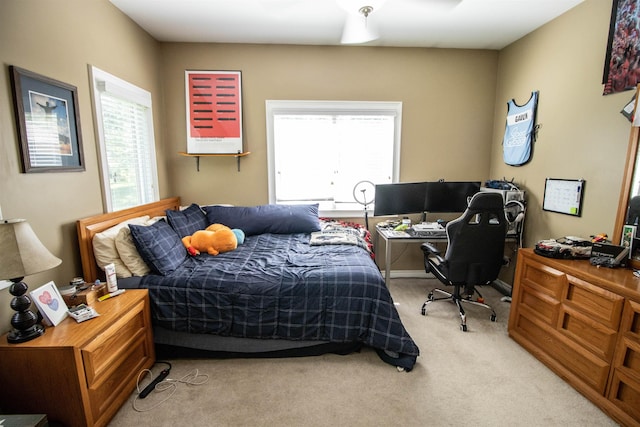 7380 Vassar Rd, Grand Blanc, MI 48439 - bedroom featuring multiple windows, light carpet, and an office area