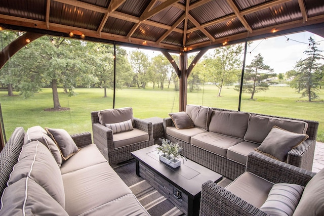 7380 Vassar Rd, Grand Blanc, MI 48439 - view of patio featuring an outdoor living space, view of scattered trees, and a gazebo