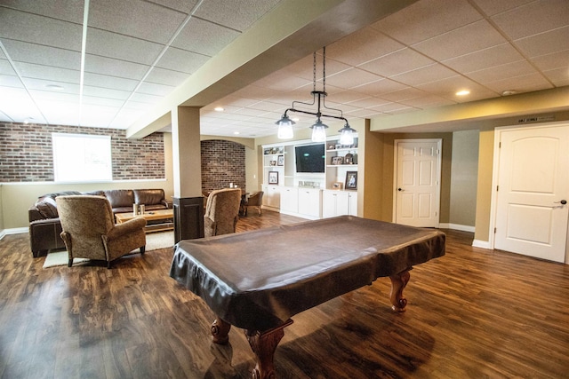 7380 Vassar Rd, Grand Blanc, MI 48439 - playroom featuring a drop ceiling, wood finished floors, and pool table