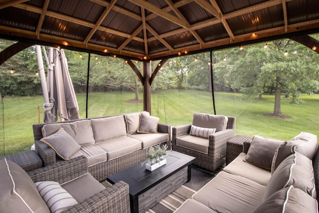 7380 Vassar Rd, Grand Blanc, MI 48439 - view of patio with an outdoor living space and a gazebo