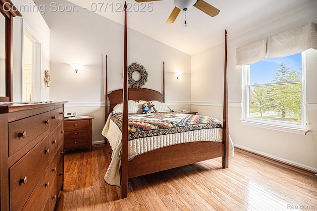 1558 Valentine Ct, Canton, MI 48188 - bedroom featuring light wood-style floors, vaulted ceiling, and a ceiling fan