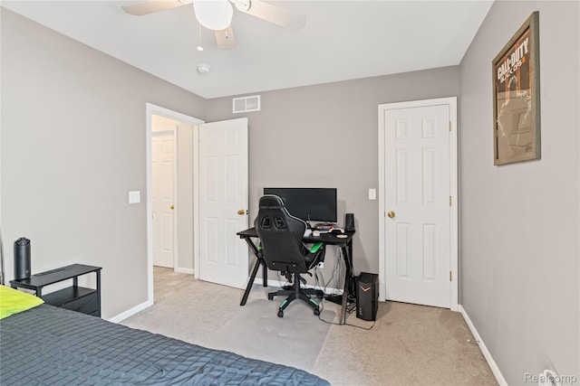 838 Star Dr, Davison, MI 48423 - bedroom featuring carpet floors, an office area, and ceiling fan